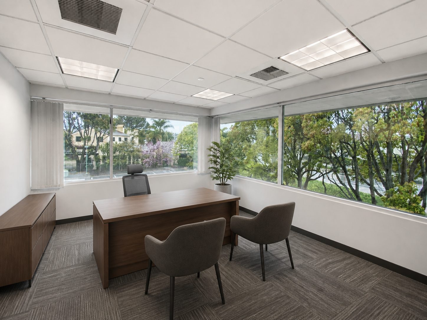 A second-floor office